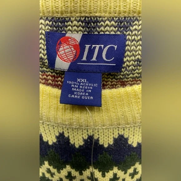 Vtg 90s ITC Grandpa Fair Isle Slouchy Sweater XXL NWT - Picture 4 of 5